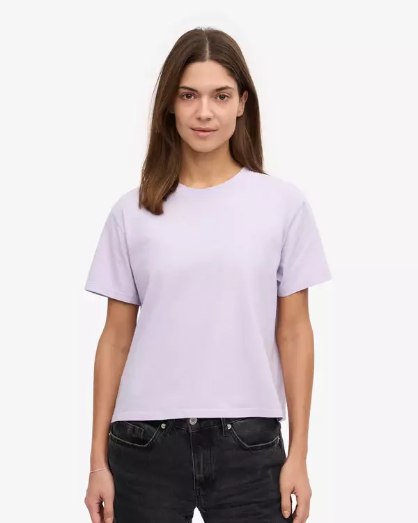Colorful Standard Organic Boxy Crop Tee Soft Lavender Damen flieder